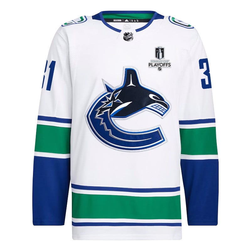 Arturs Silovs 31 Vancouver Canucks 2024 Playoffs Patch Away White NHL Jersey Men's