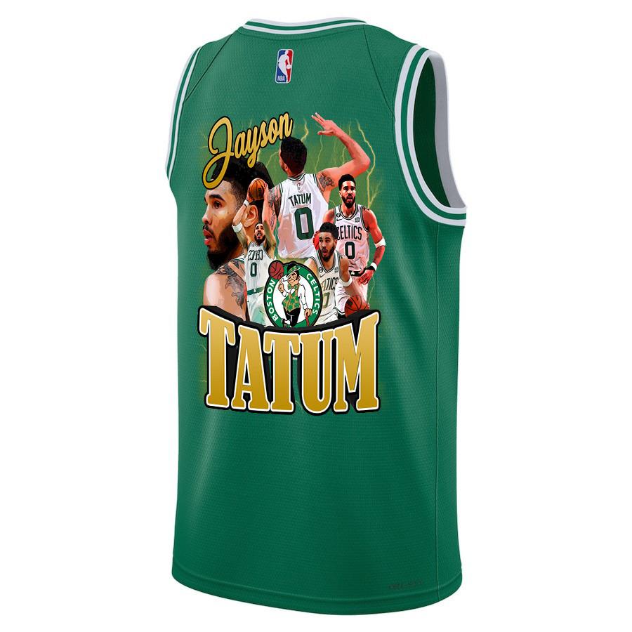 Jayson Tatum 0 Best Moments At Boston Celtics 2024 Icon Edition Final Champions Patch Green NBA Jersey Men's
