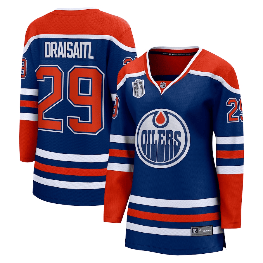 Leon Draisaitl 29 Edmonton Oilers 2024 Stanley Cup Final Home Breakaway Player Royal, Women NHL Jersey Women's
