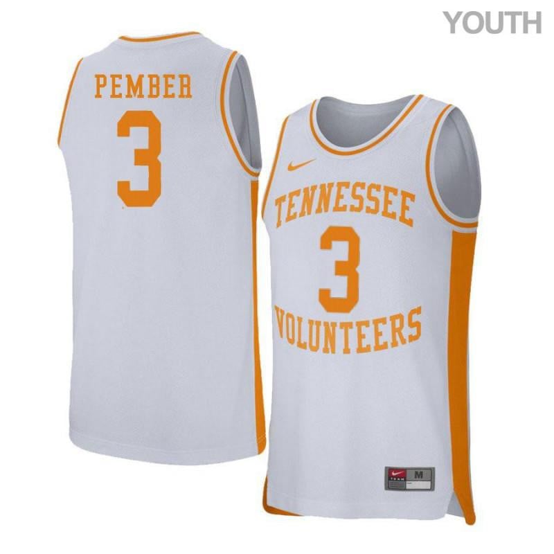 3 Drew Pembe White Retro Elite Tennessee Volunteers NCAA Jersey Youth
