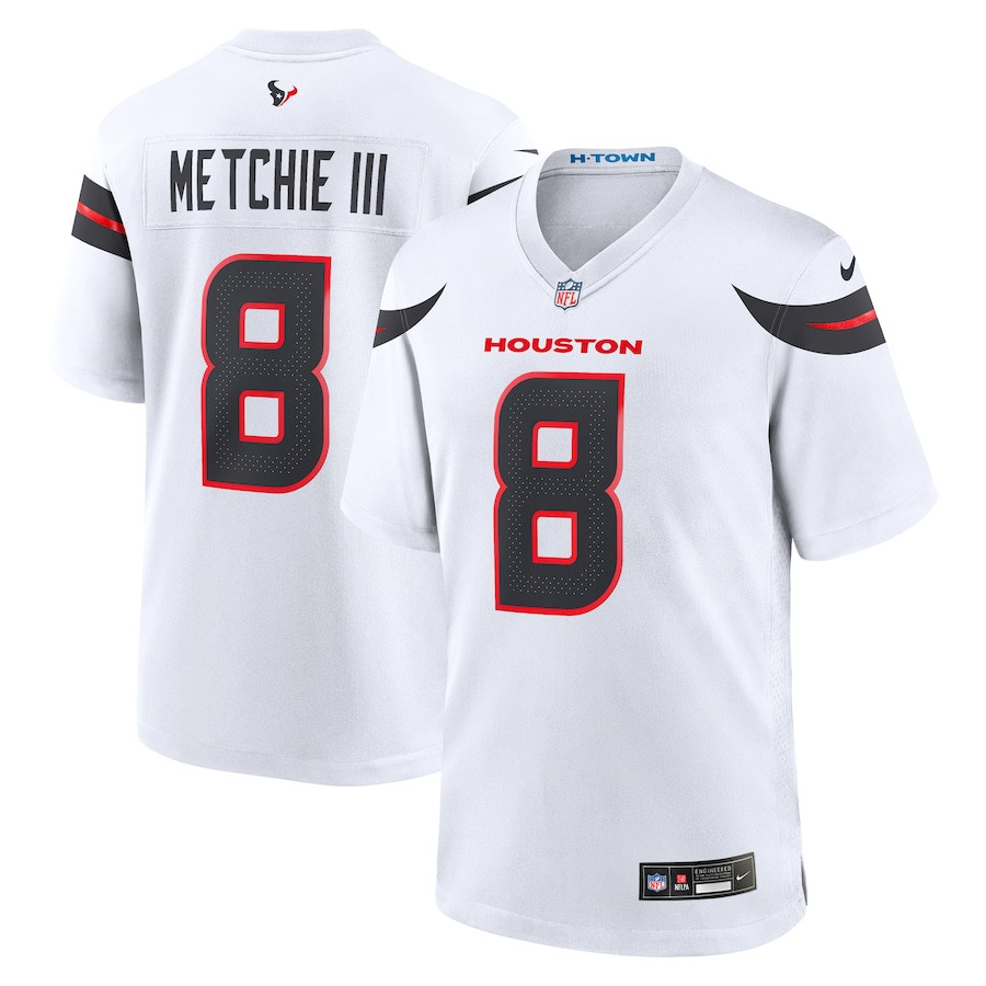 John Metchie III 8 Houston Texans Game White NFL Jersey Men's