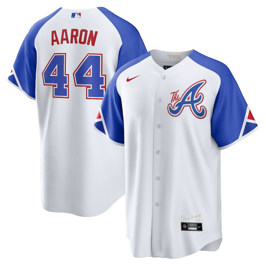 Hank Aaron 44 Atlanta Braves 2023 City Connect White MLB Jersey Men's