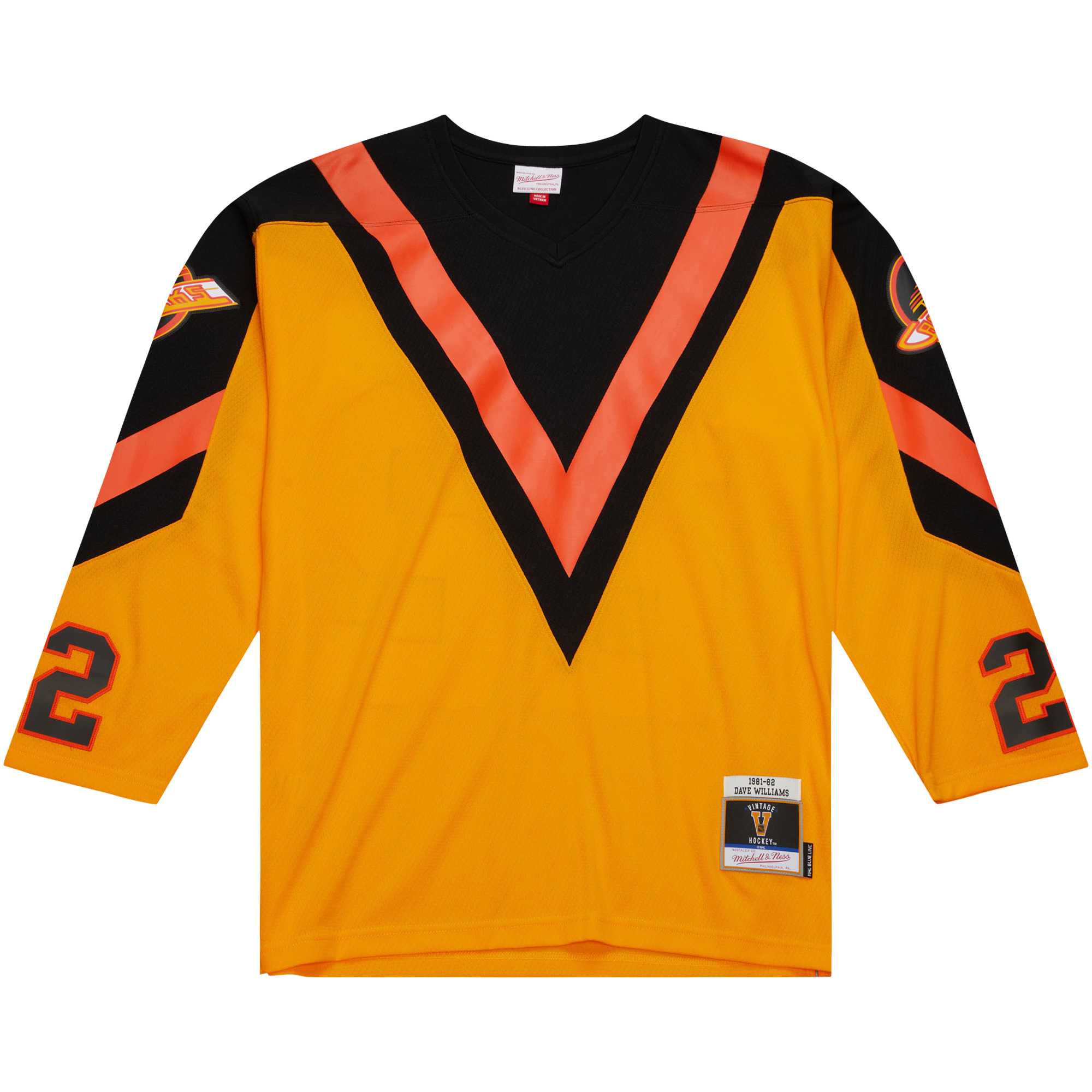 Vancouver Canucks Dave Williams Mitchell Ness Yellow 1981/82 Blue Line Player NHL Jersey Men's