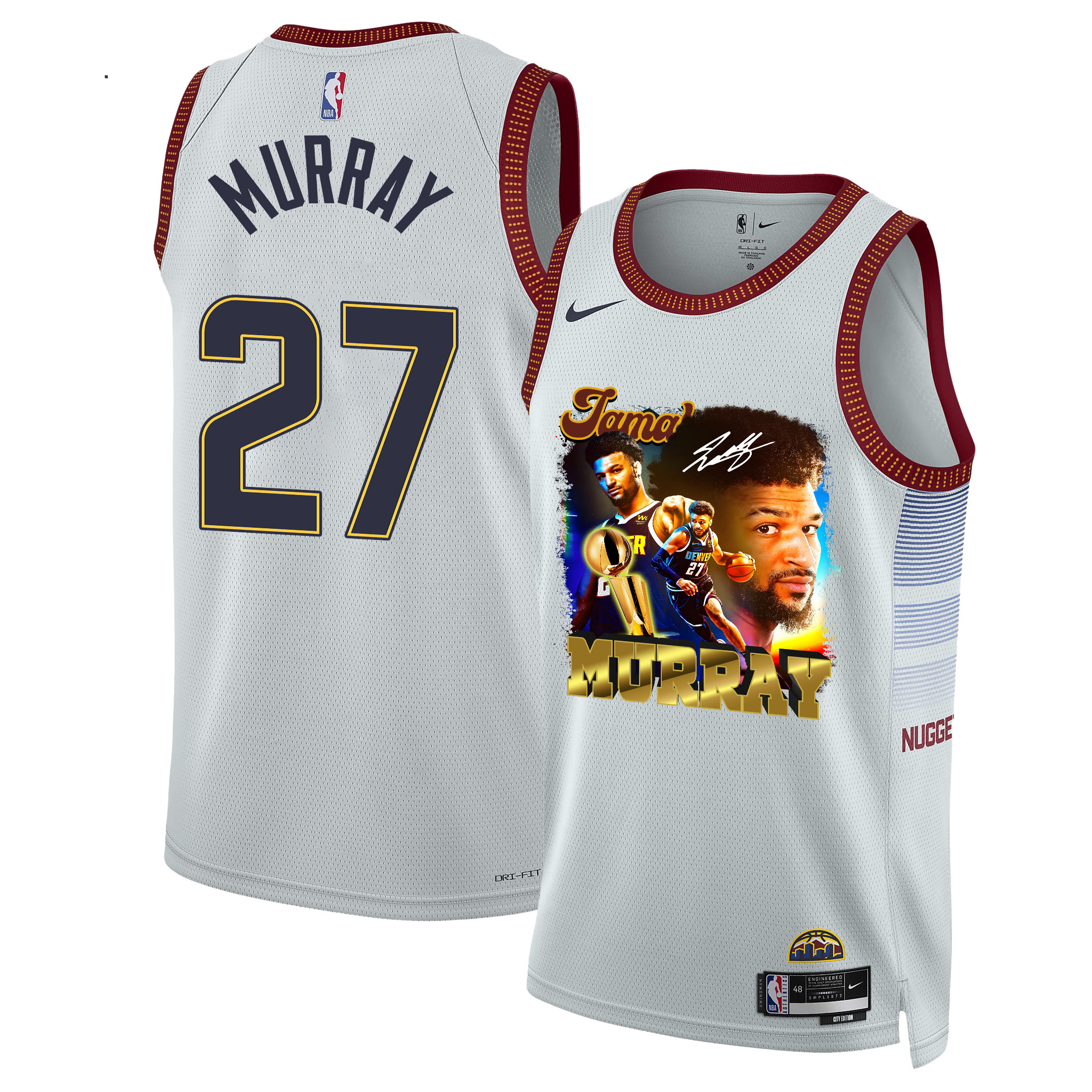 Jamal Murray 27 Denver Nuggets Exciting Guard 2023 Champions Swingman White NBA Jersey Men's