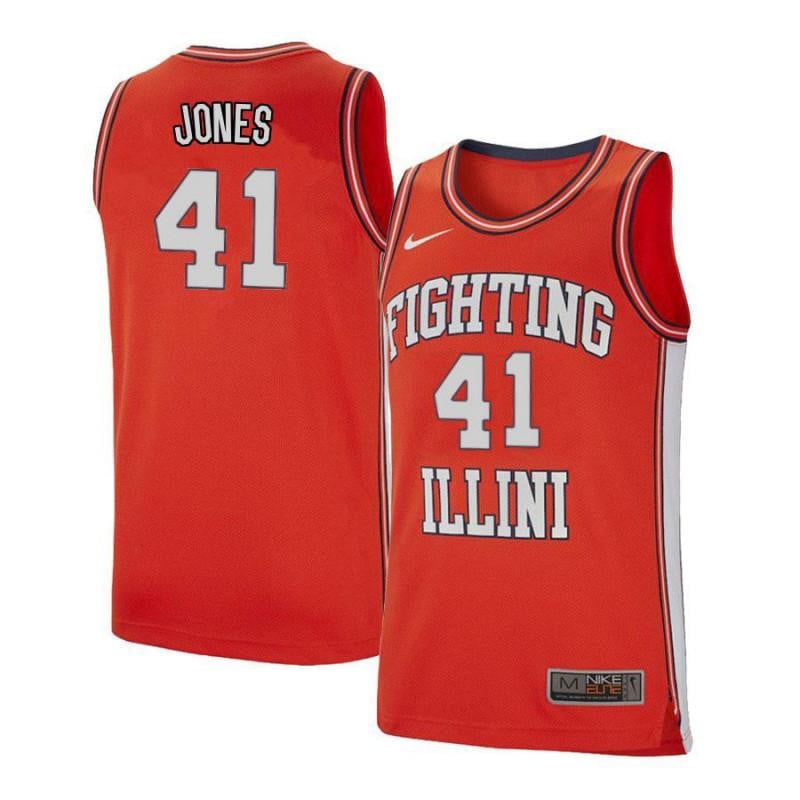 41 Clayton Jones Orange Retro Elite Illinois Fighting Illini NCAA Jersey Men's