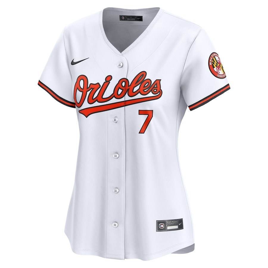 Jackson Holliday 7 Baltimore Orioles Home Limited White MLB Jersey Women's