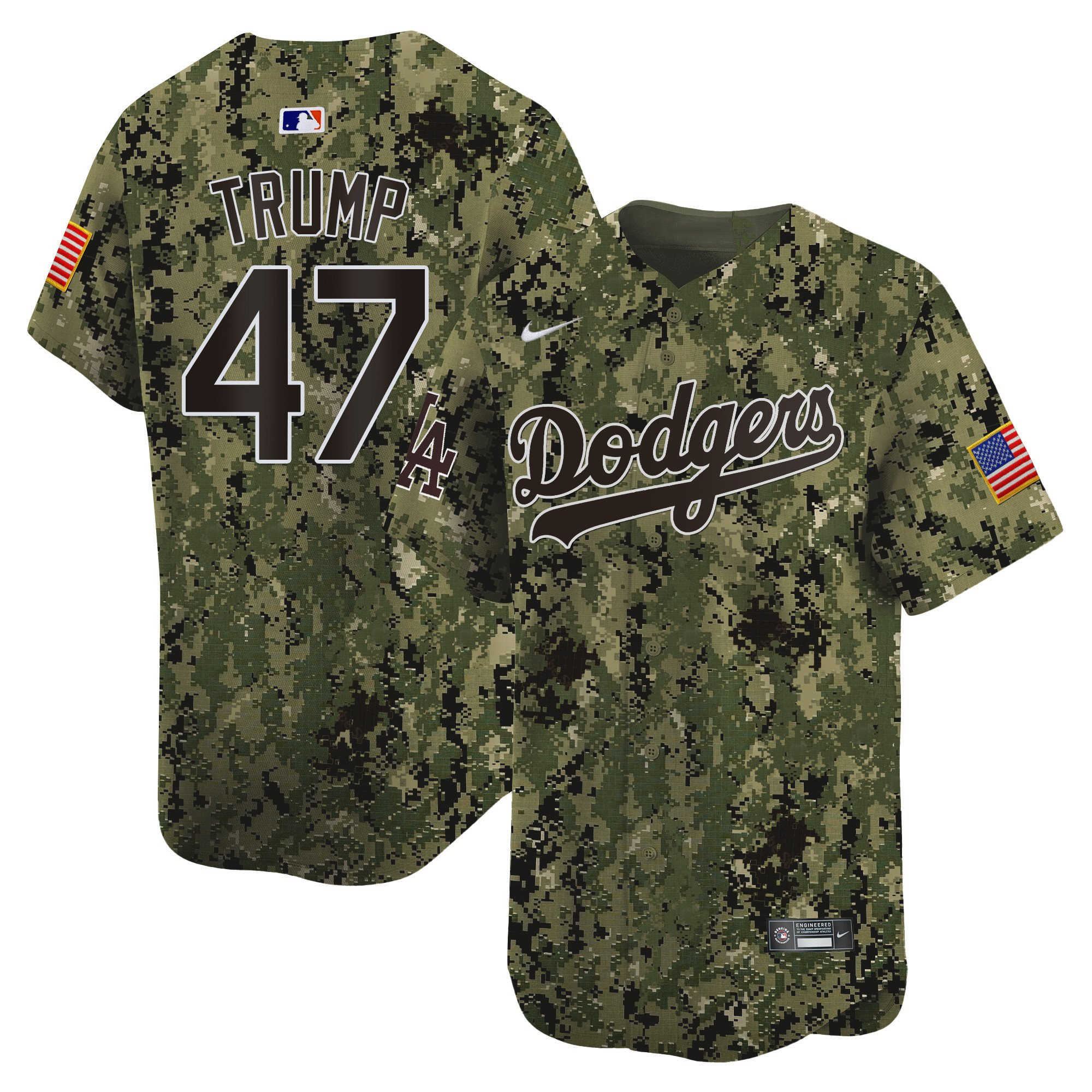 Donald Trump 47 Los Angeles Dodgers USMC Alternate Limited Woodland MLB Jersey Men's