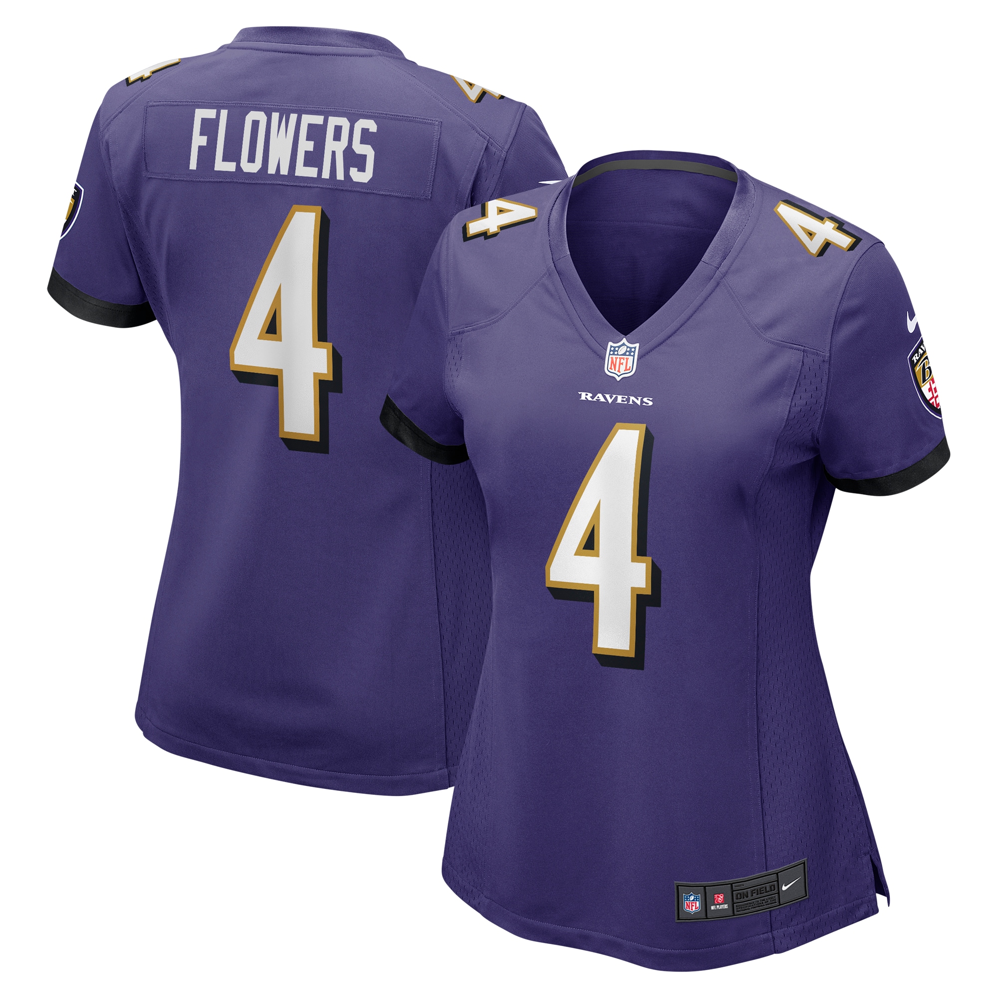 Baltimore Ravens Zay Flowers Purple Team Game NFL Jersey Women's