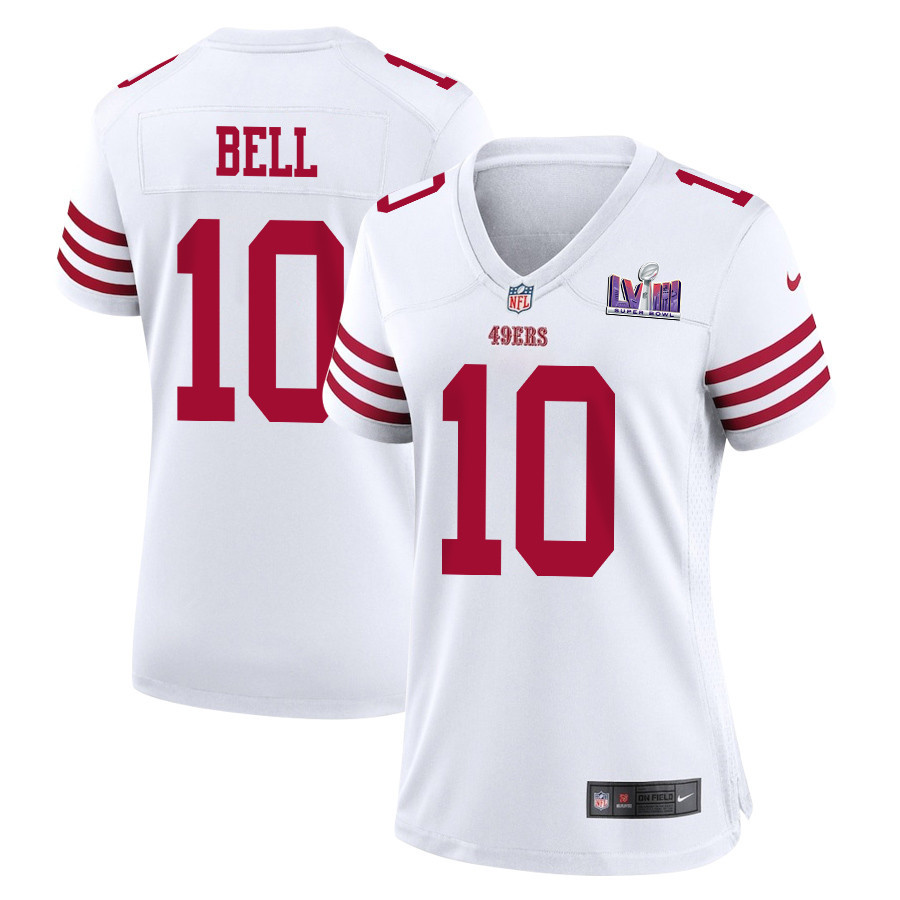 Ronnie Bell 10 San Francisco 49ers Super Bowl LVIII Patch Game White NFL Jersey Women's