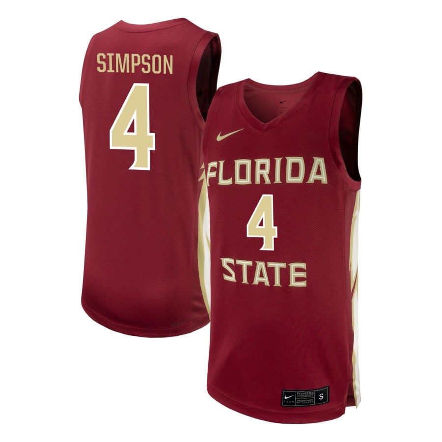 Jason Simpson 4 Florida State Seminoles NIL Garnet NCAA Jersey Men's