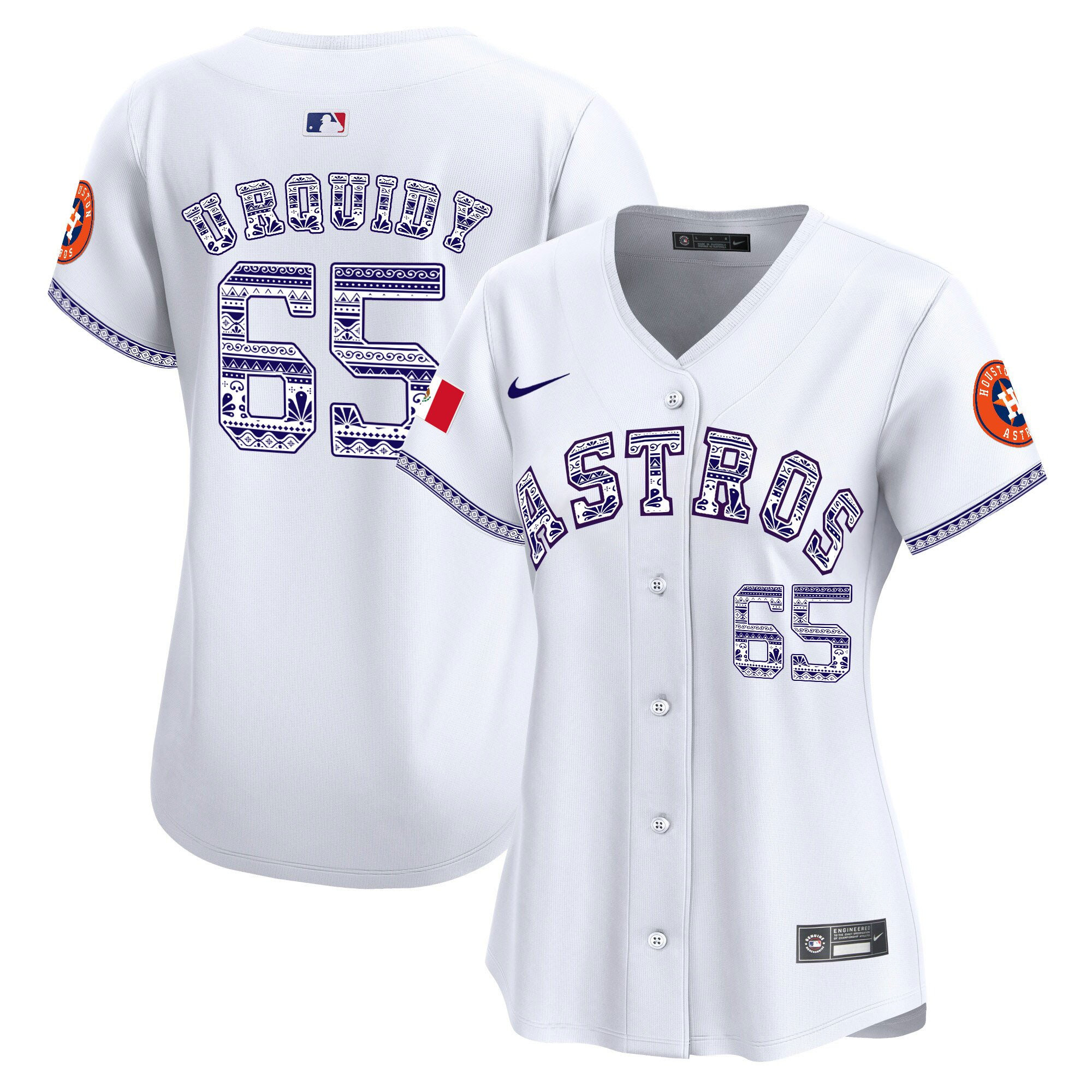 Jose Urquidy 65 Houston Astros Mexico White MLB Jersey Women's