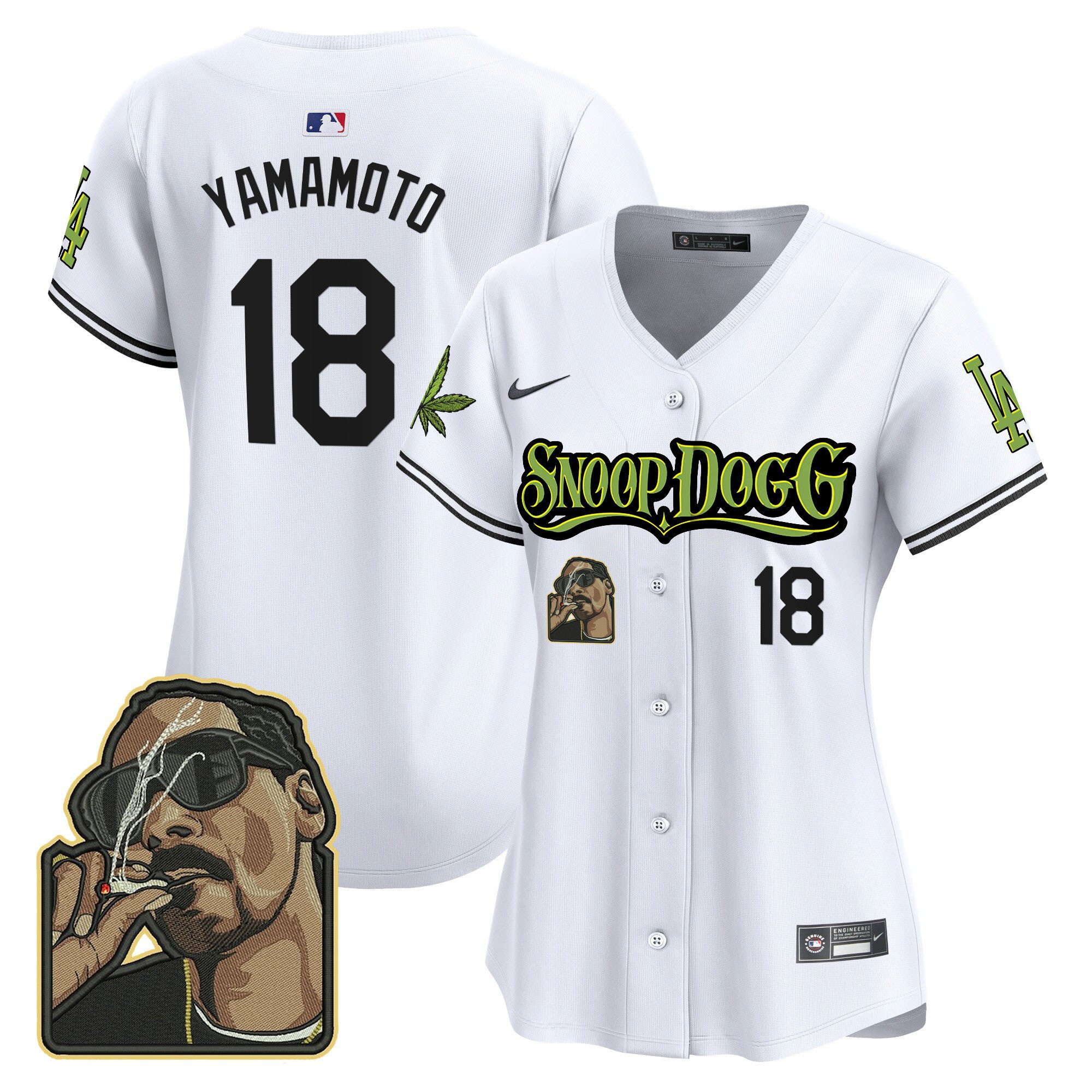 Yoshinobu Yamamoto 18 Los Angeles Dodgers Snoop Dogg White MLB Jersey Women's