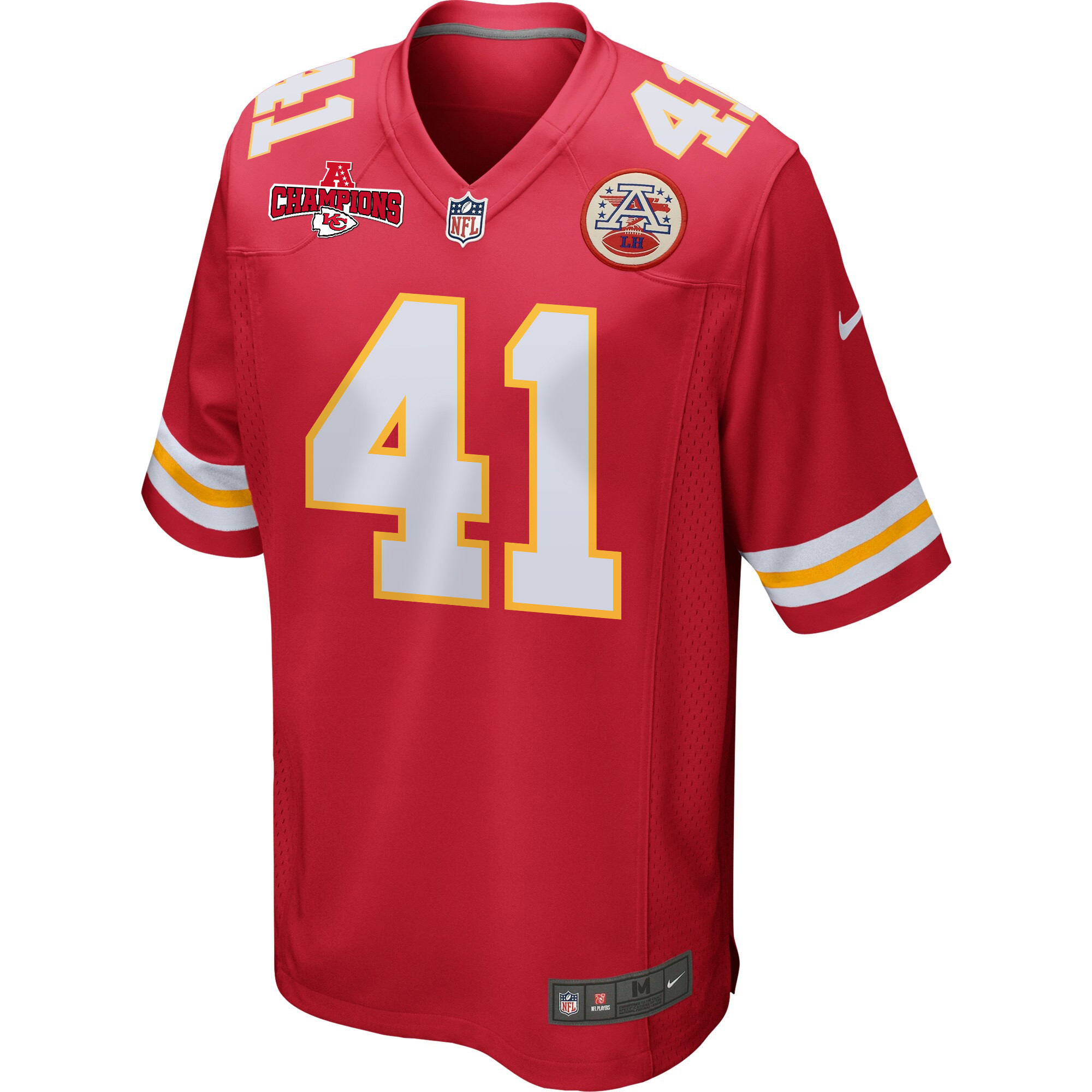 James Winchester 41 Kansas City Chiefs AFC Champions Patch Game Red NFL Jersey Men's