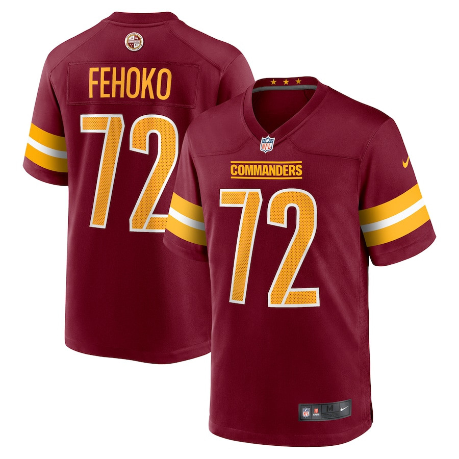 Viliami Fehoko Jr. 72 Washington Commanders Team Game Burgundy NFL Jersey Men's