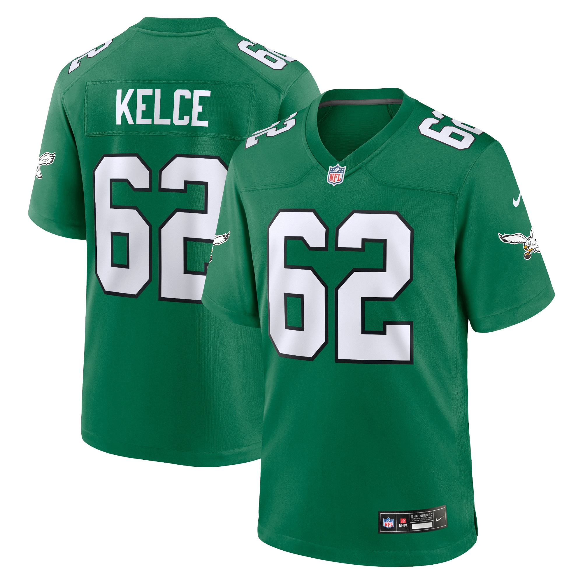 Philadelphia Eagles Jason Kelce Kelly Green Alternate Game Player NFL Jersey Men's