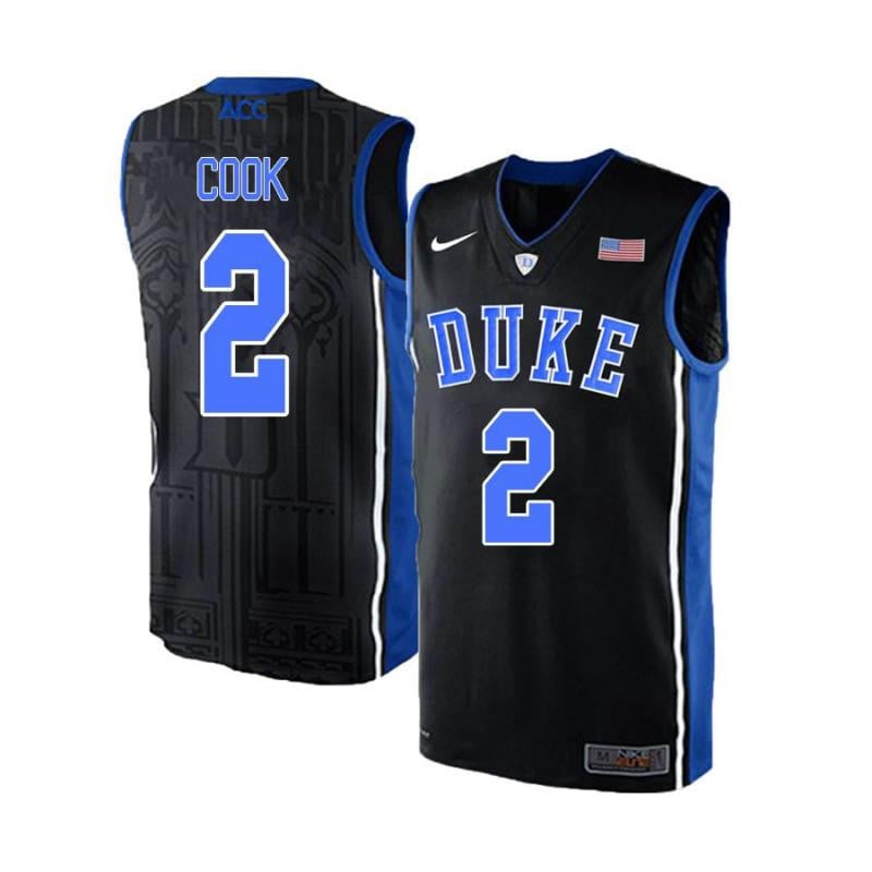 2 Quinn Cook Black Blue Elite Duke Blue Devils NCAA Jersey Men's