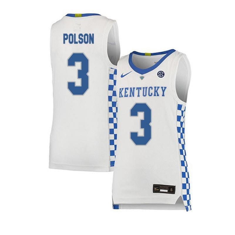 3 Jarrod Polso White Elite Kentucky Wildcats NCAA Jersey Men's