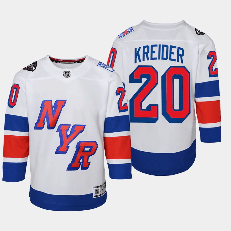 Chris Kreider 20 New York Rangers 2024 Stadium Series White NHL Jersey Youth