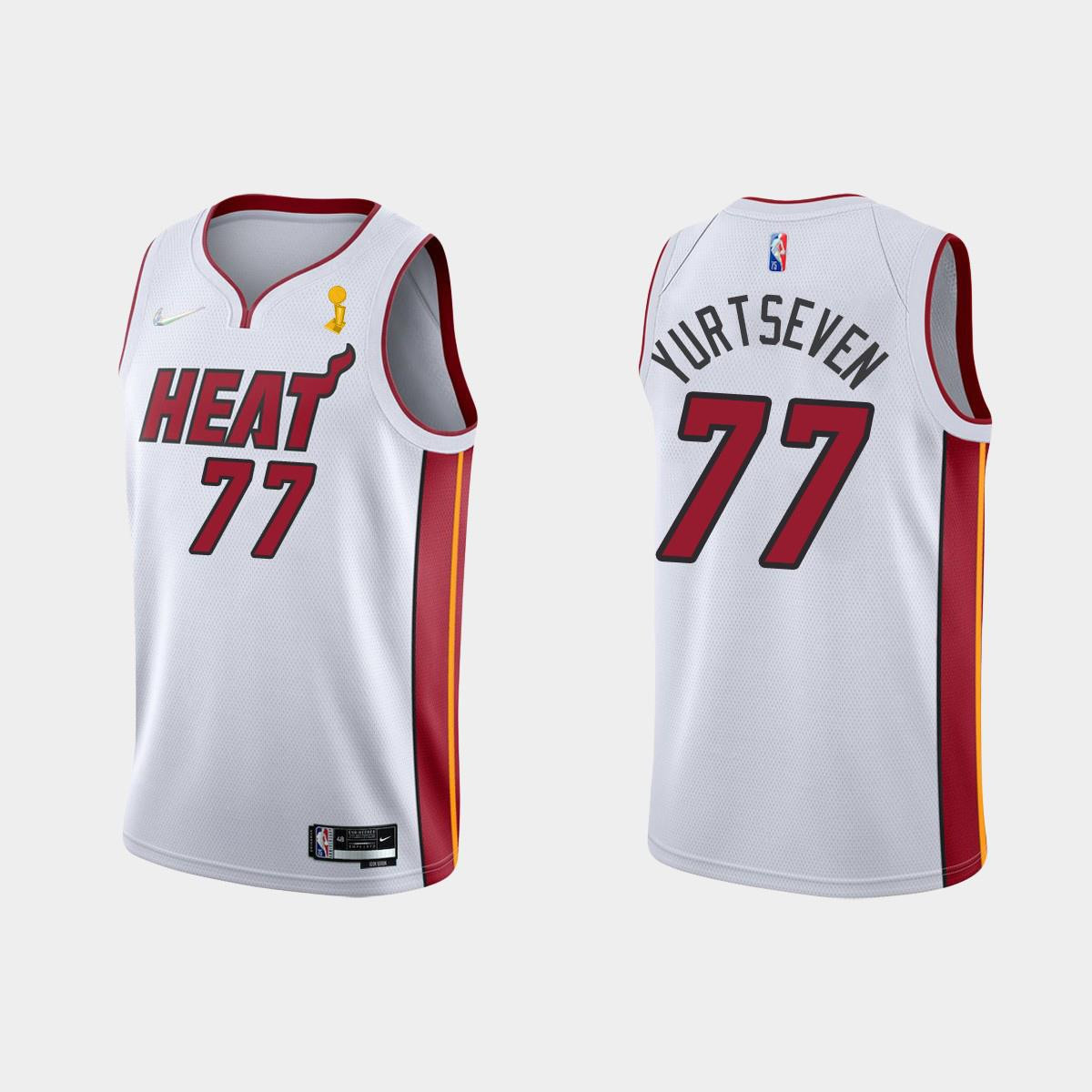Miami Heat 77 Omer Yurtseven Champions Cup 2023 Patc White NBA Jersey Men's