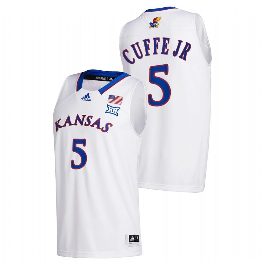 Kansas Jayhawks Kyle Cuffe Jr. 5 202 White College Home NCAA Jersey Men's