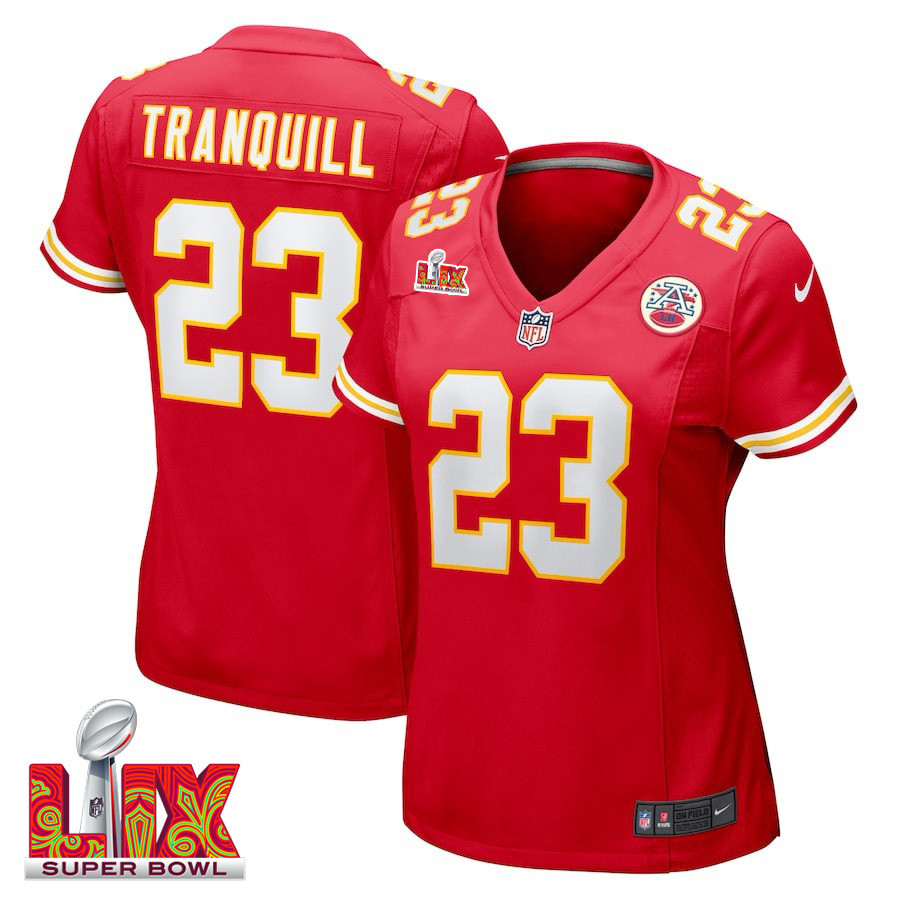 Drue Tranquill #23 Kansas City Chiefs Super Bowl LIX Red NFL Jersey Women's