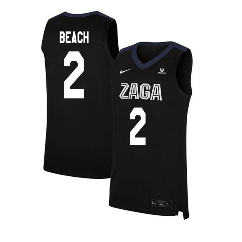 2 Jack Beach Black Elite Gonzaga Bulldogs NCAA Jersey Men's