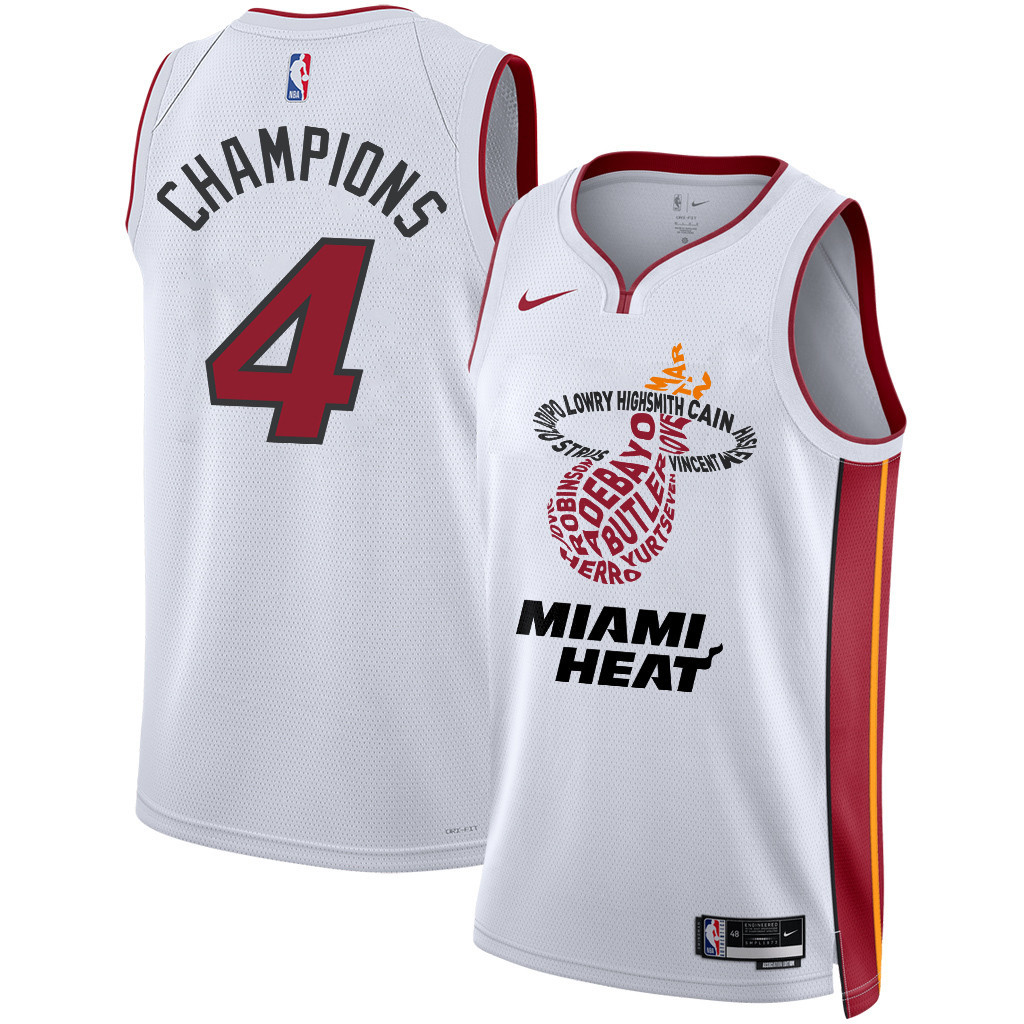 Miami Heat Victorious Flames 2023 Champions Swingman White NBA Jersey Men's