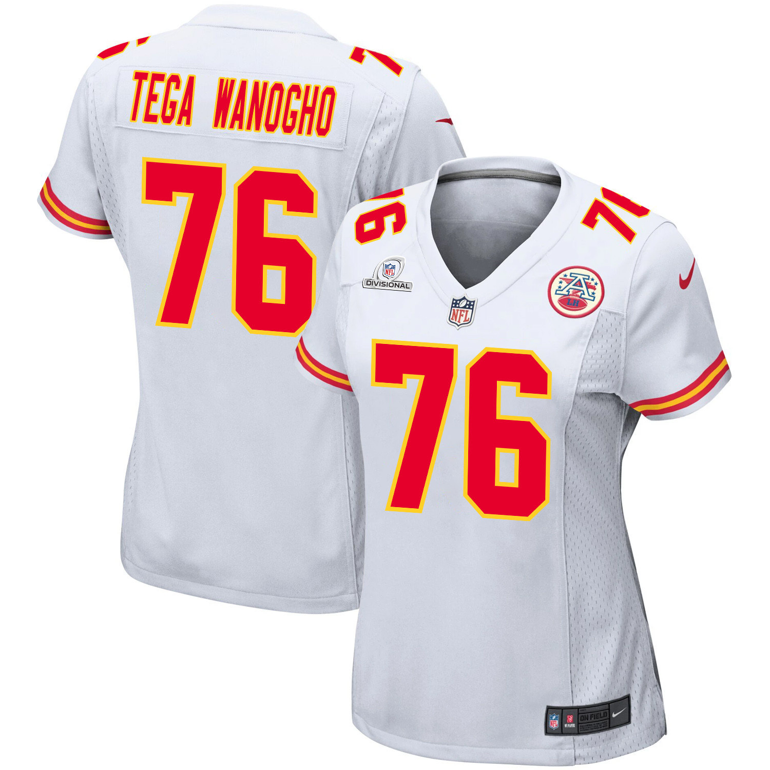 Prince Tega Wanogho 76 Kansas City Chiefs Super Bowl LVIII Patch Game White NFL Jersey Women's