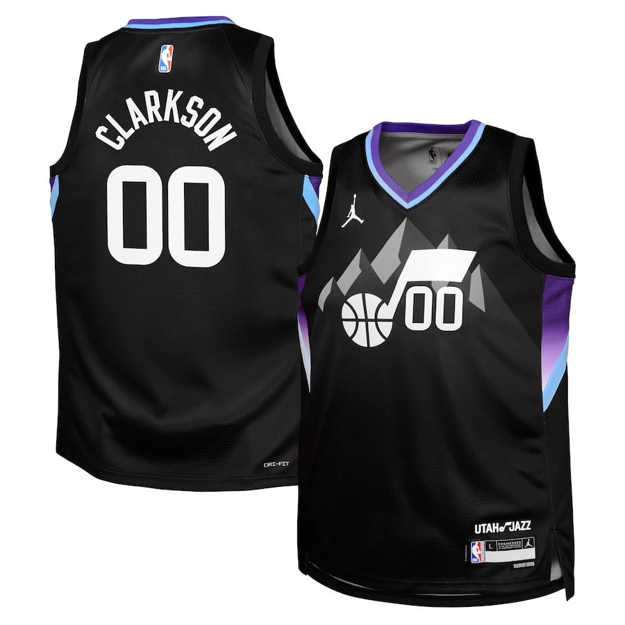 Jordan Clarkson 00 Utah Jazz 2024/2 Swingman Statement Edition Black NBA Jersey Youth