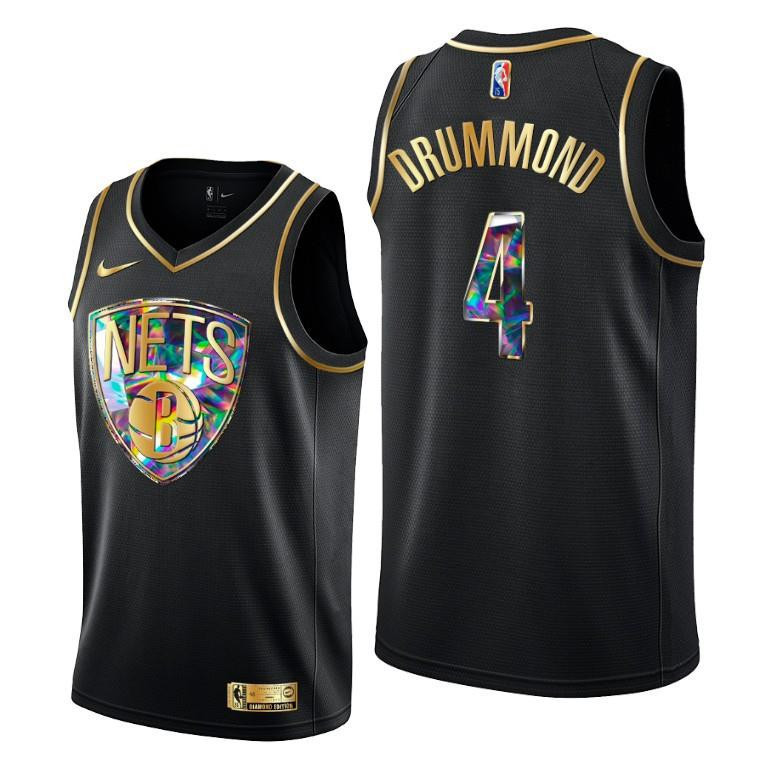 Andre Drummond 4 Brooklyn Nets Diamond Logo Black NBA Jersey Men's