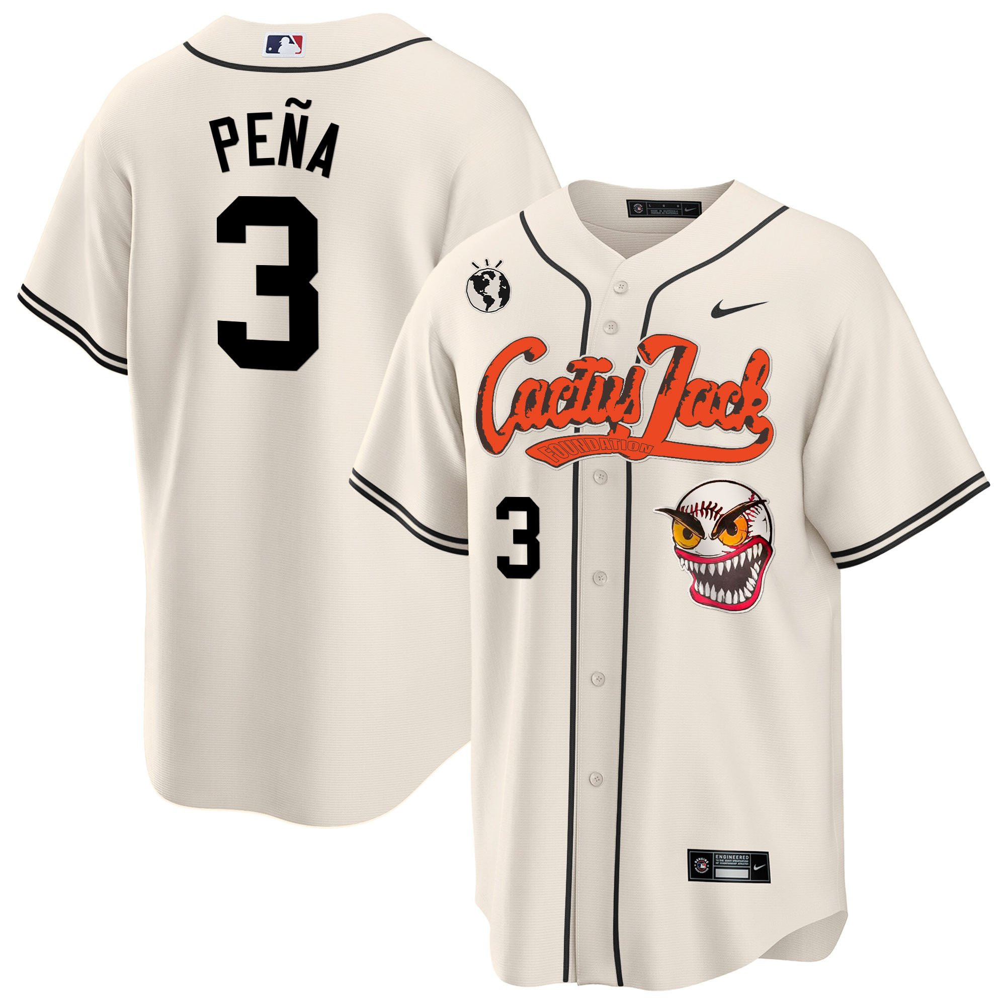 Jeremy Pena 3 Houston Astros Cactus Jack Cream Men MLB Jersey Men's