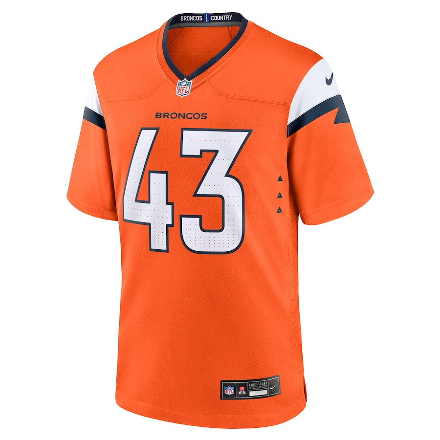 Keidron Smith 43 Denver Broncos Team Game Orange NFL Jersey Men's