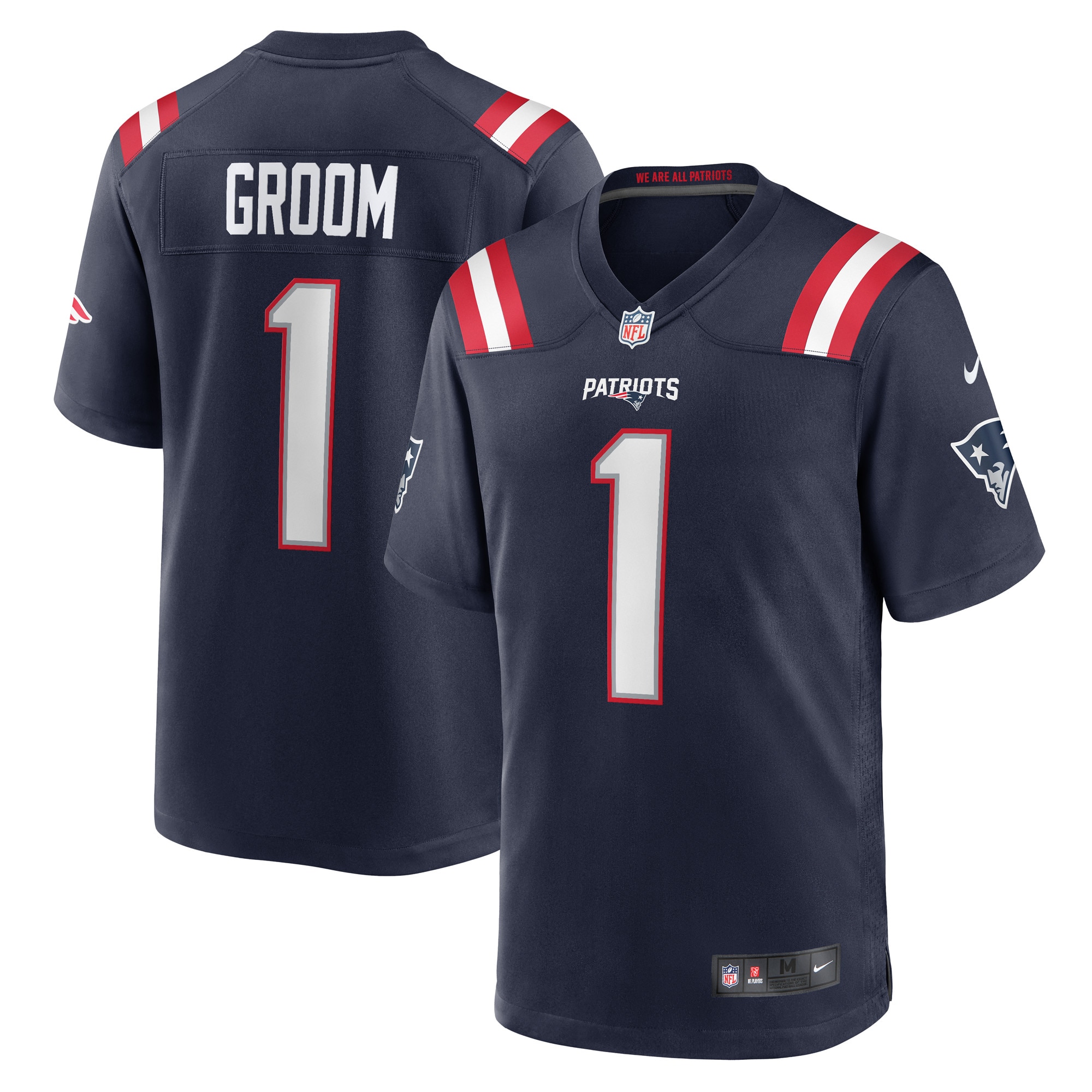 New England Patriots Number 1 Groom Navy Game NFL Jersey Men's