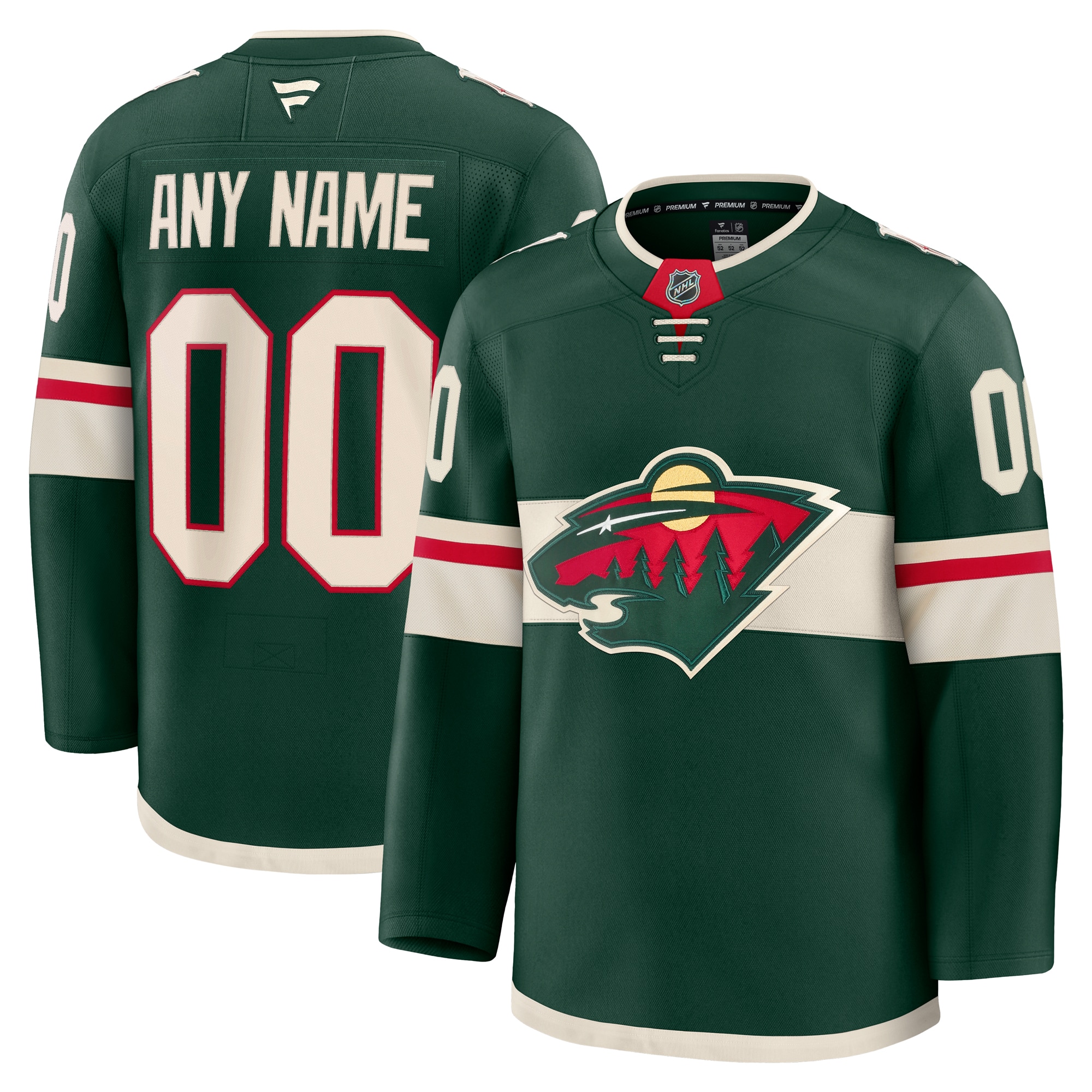 Minnesota Wild Green Home Premium Custom NHL Jersey Men's