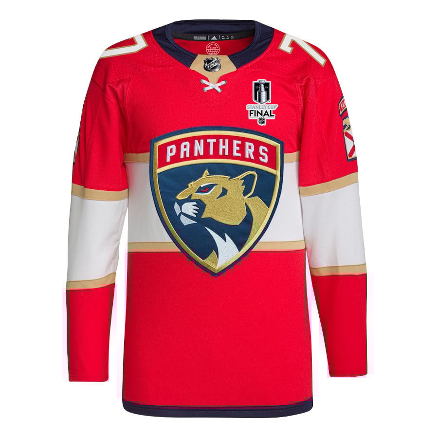 Niko Mikkola 77 Florida Panthers 2024 STANLEY CUP Final Home Breakaway Red NHL Jersey Men's
