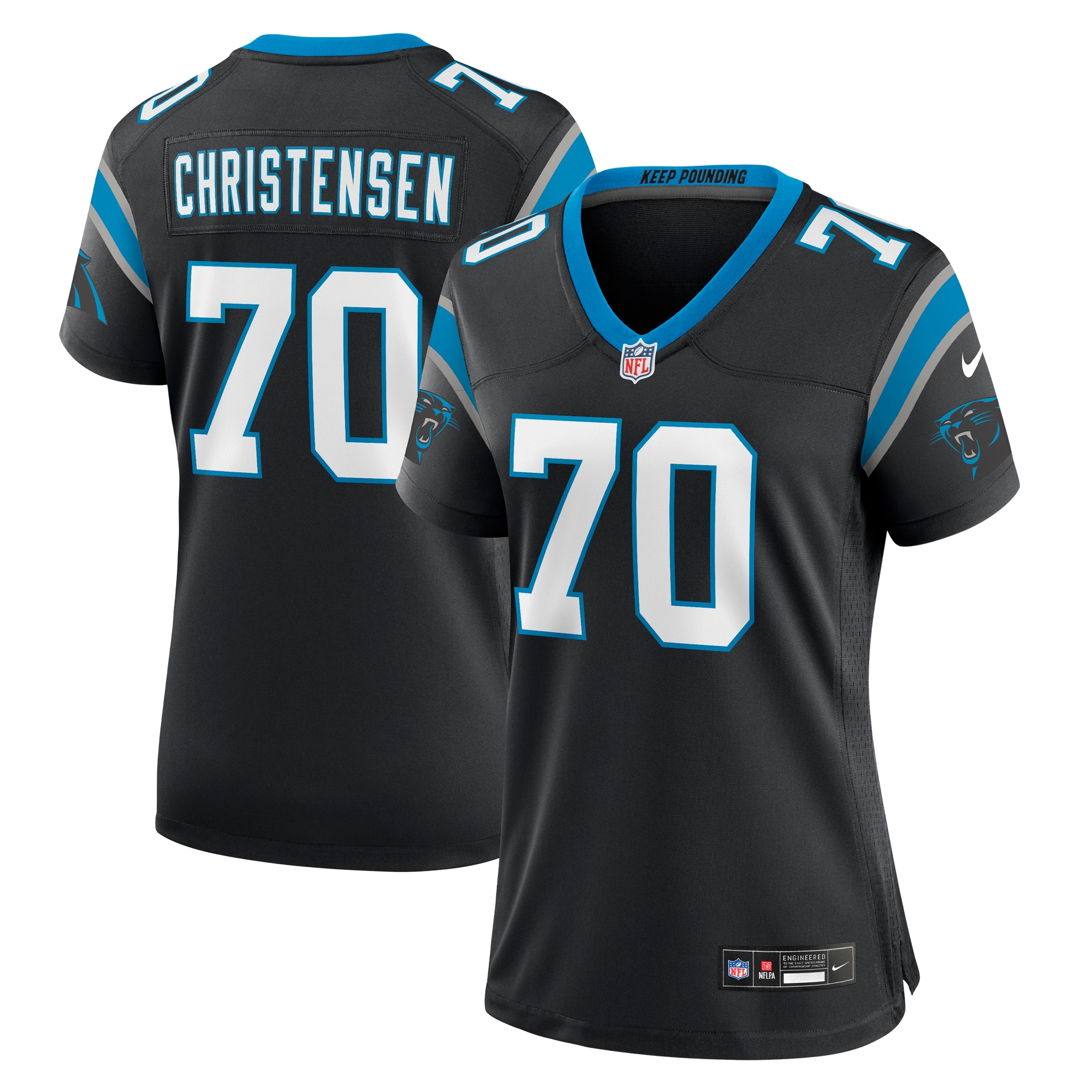 Carolina Panthers Brady Christensen Black Team Game NFL Jersey Women's