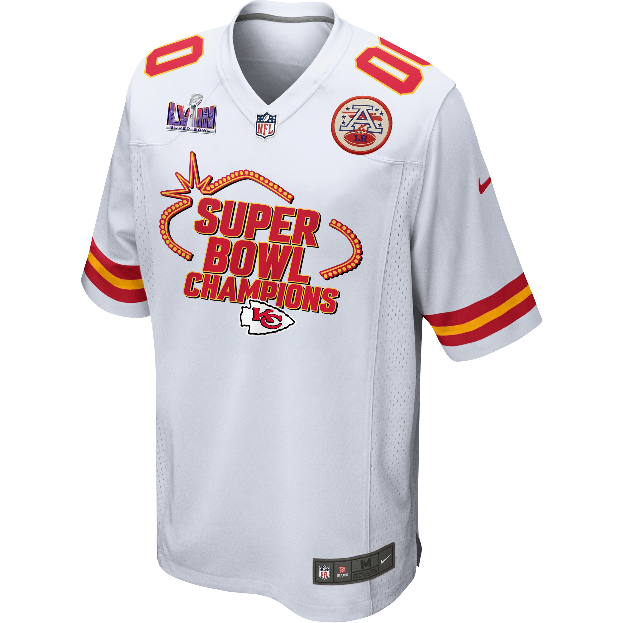 Kansas City Chiefs Super Bowl LVIII Champions Locker Room Trophy Collection Game Custom White NFL Jersey Men's