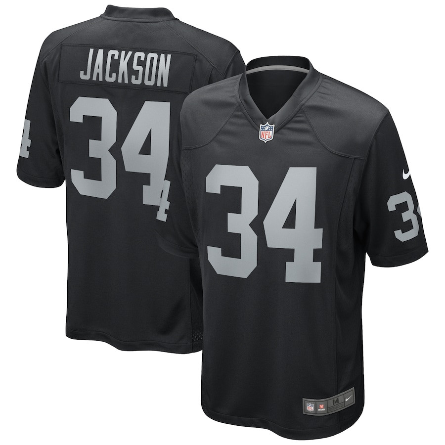 Bo Jackson 34 Las Vegas Raiders Game Retired Black NFL Jersey Men's