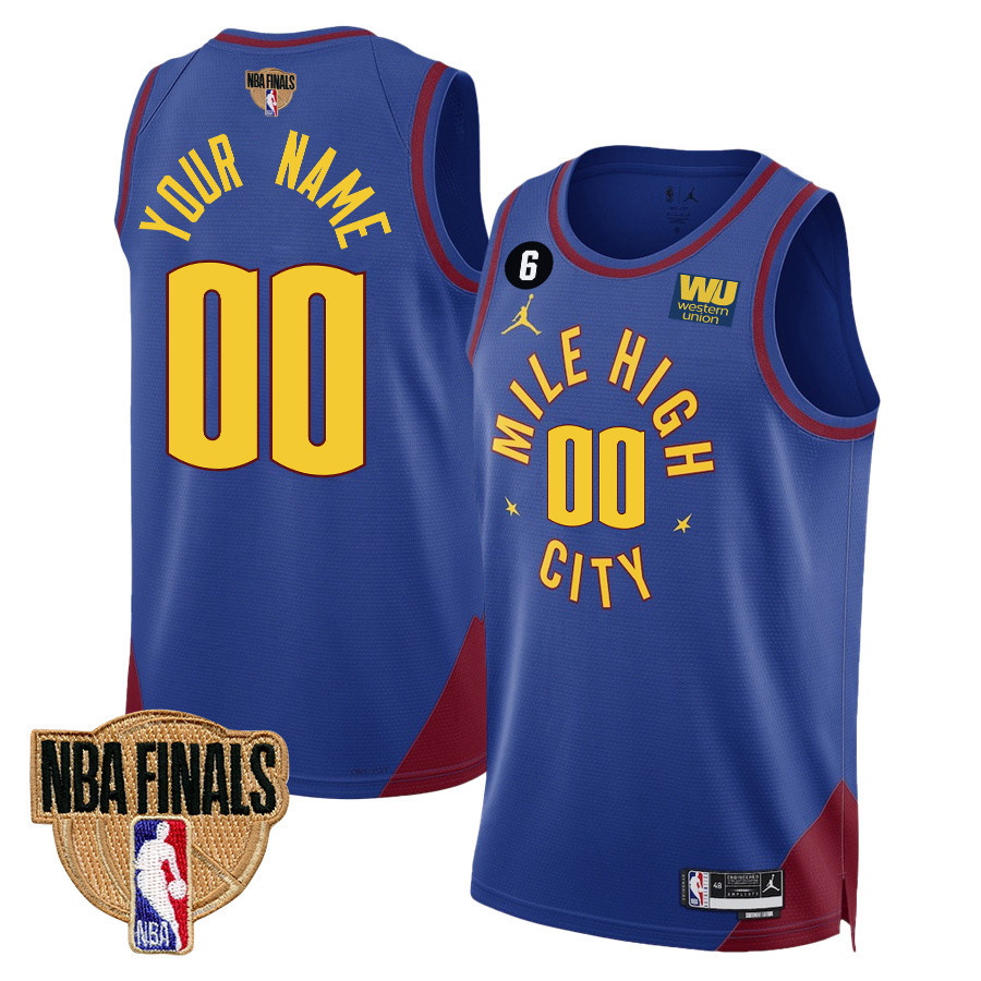 Custom 00 Denver Nuggets Final Champions 2023 Swingman Blue NBA Jersey Men's