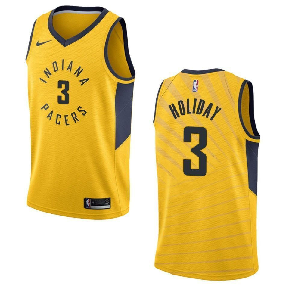 Indiana Pacers 3 Aaron Holiday Statement Swingman Gold NBA Jersey Men's