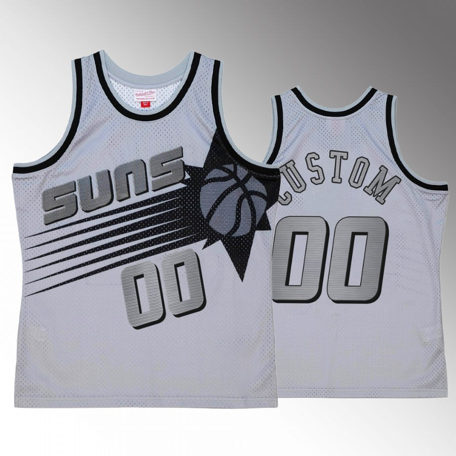 Custom 00 Space Knit Phoenix Suns Grey Hardwood Classics NBA Jersey Men's