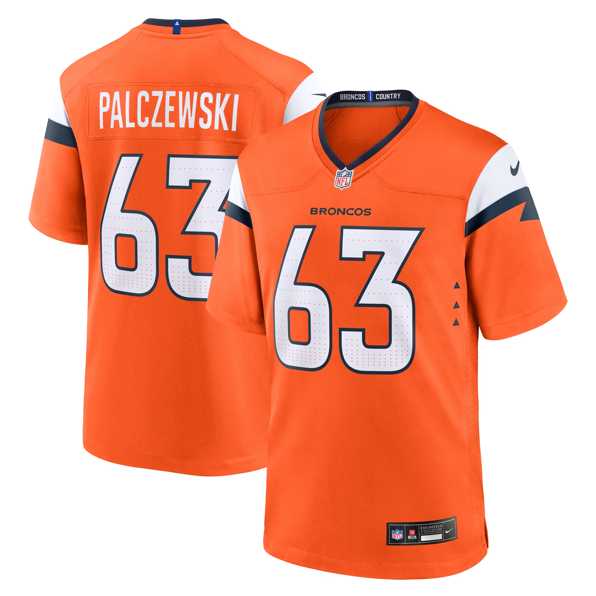 Denver Broncos Alex Palczewski Orange Team Game NFL Jersey Men's