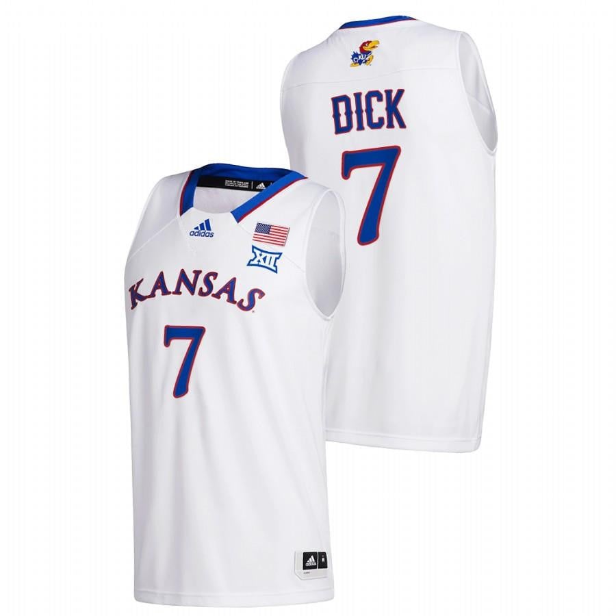 Gradey Dick 37 Kansas Jayhawk White College Class of 2022 NCAA Jersey Men's