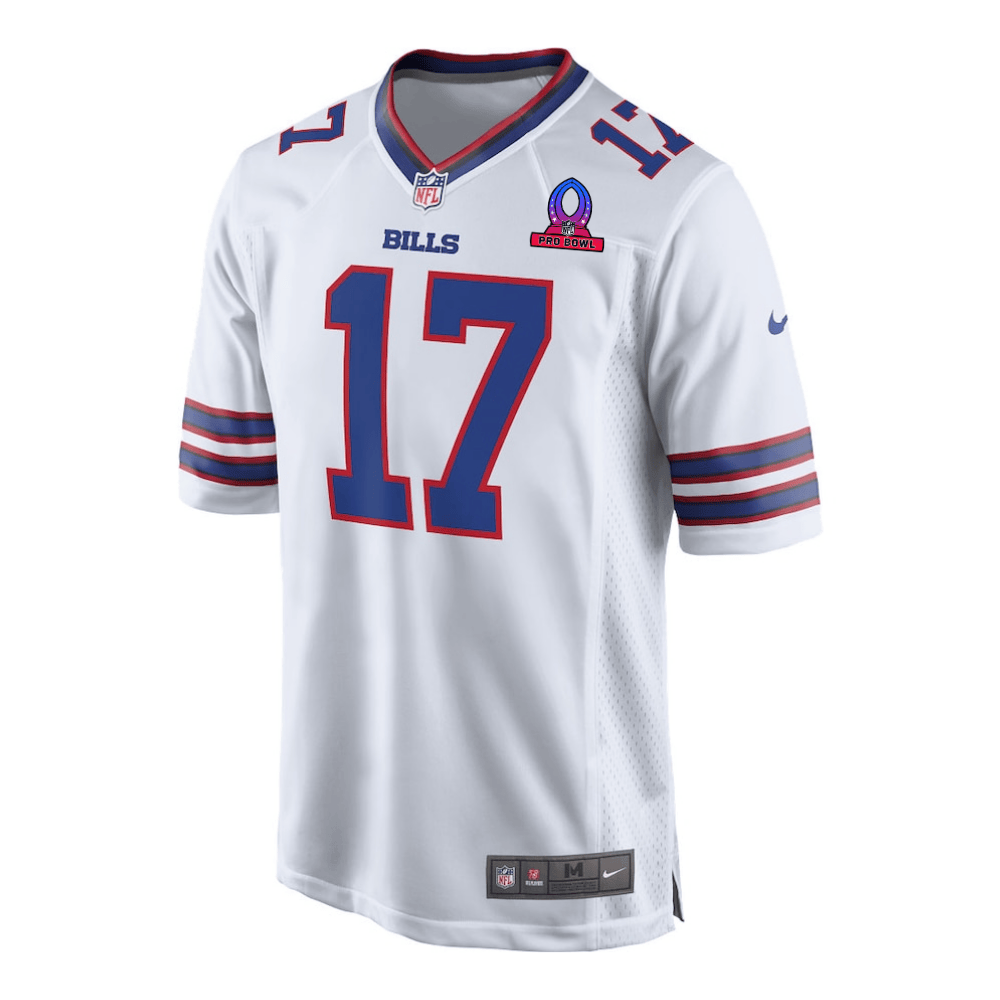Josh Allen 17 Buffalo Bills 2025 Pro Bowl Patch Game White NFL Jersey Men's