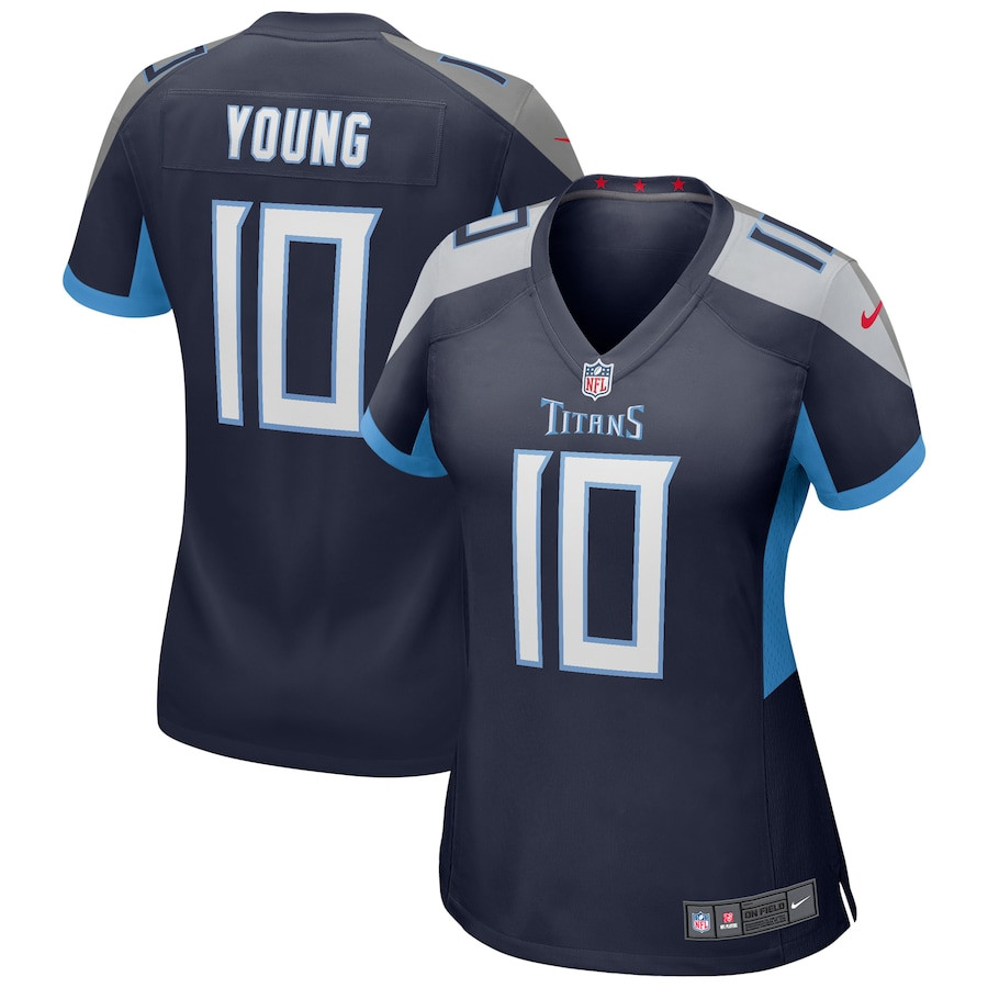 Vince Young 10 Tennessee Titans Game Retired Navy NFL Jersey Women's