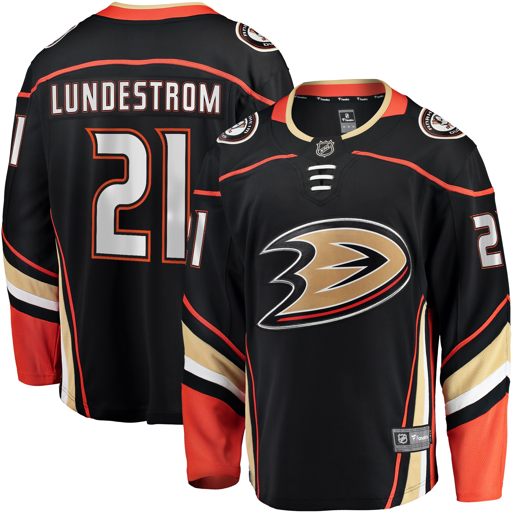 Anaheim Ducks Isac Lundestrom Black Home Breakaway NHL Jersey Men's