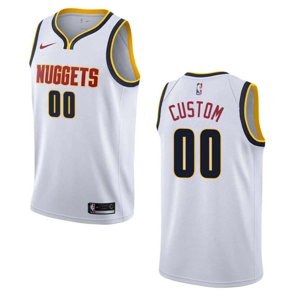 Denver Nuggets 00 Custom Association Swingman Wihte NBA Jersey Men's