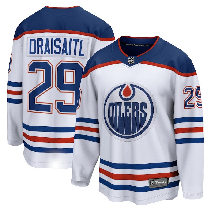 Leon Draisaitl 29 Edmonton Oilers Away Breakaway White NHL Jersey Men's