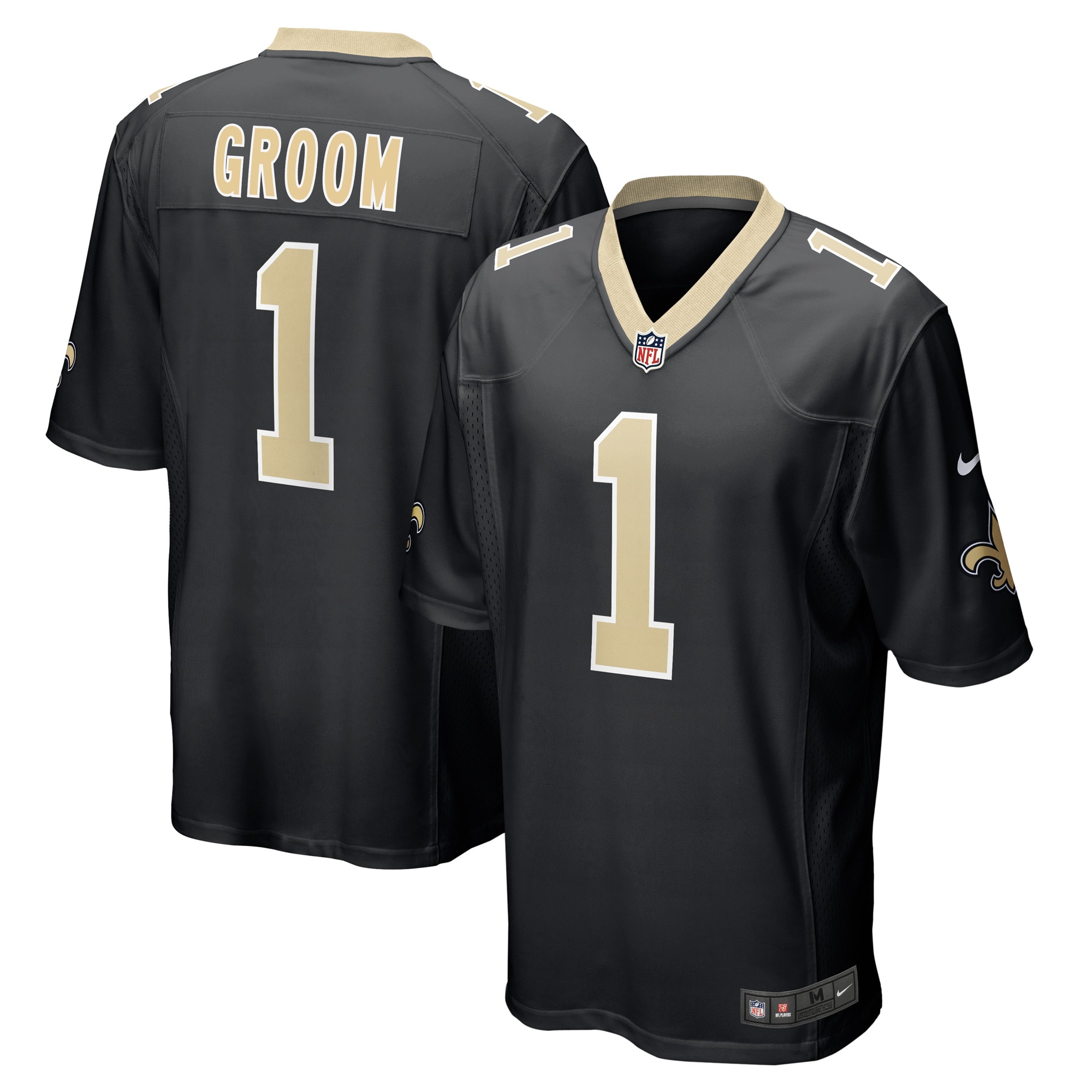 New Orleans Saints Number 1 Groom Black Game NFL Jersey Men's