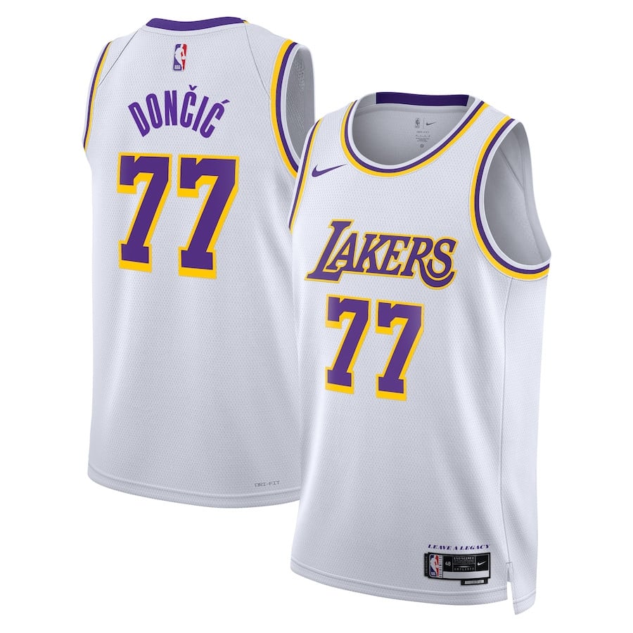 Luka Doncic 77 Los Angeles Lakers Association Edition Swingman White NBA Jersey Men's